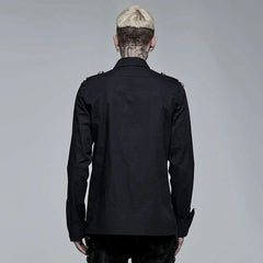 Asphyxia Button-up Shirt With Buckles (Black No. 1) - PunkRave