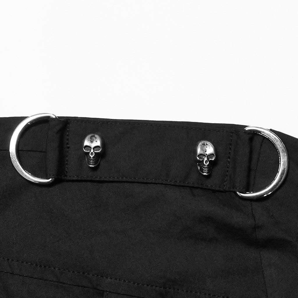 Asphyxia Button-up Shirt With Buckles (Black No. 1) - PunkRave