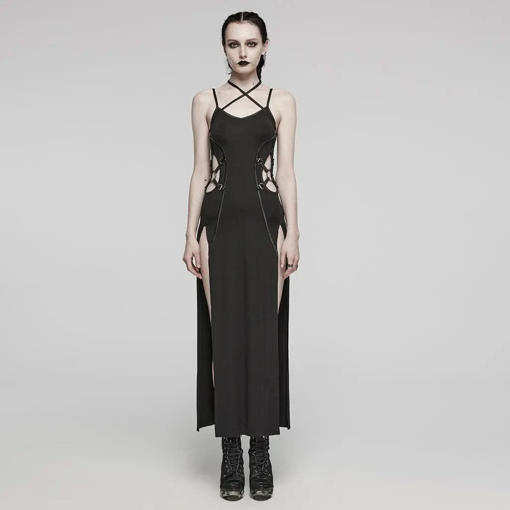 gothic maxi dress Black and Gold Sequin Evening Gown with Draped Train - Black Tight Gitted Prom Whether youre at a festival or performing on stage Gothic Maxi Dress, Black /