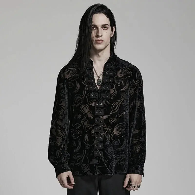 gothic dress shirt Half Sleeve Studs Wash hands with cold water or gently machine clean/do not bleach/air dry men's shirt DEVIL FASHION -