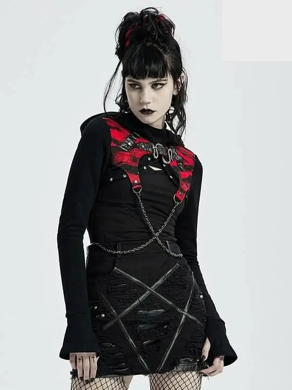 Incubus Short Hoodie With Chains - PunkRave