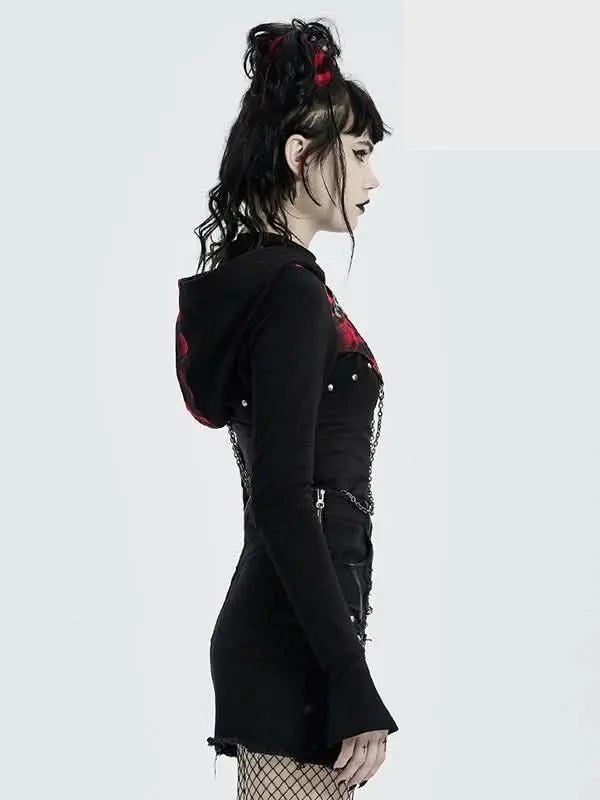 Incubus Short Hoodie With Chains - PunkRave