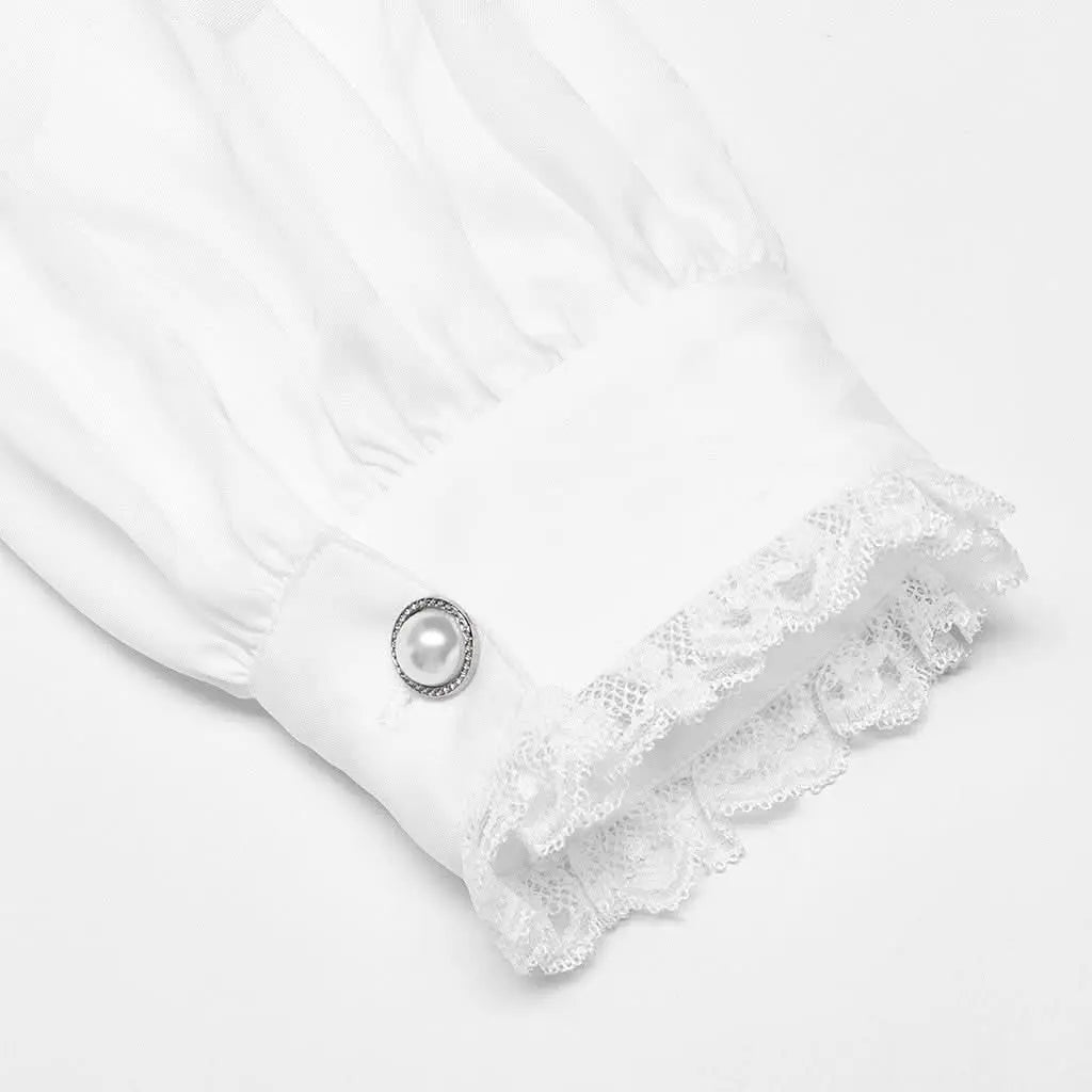 Midnight Mirage Peasant Shirt - White - PunkRave