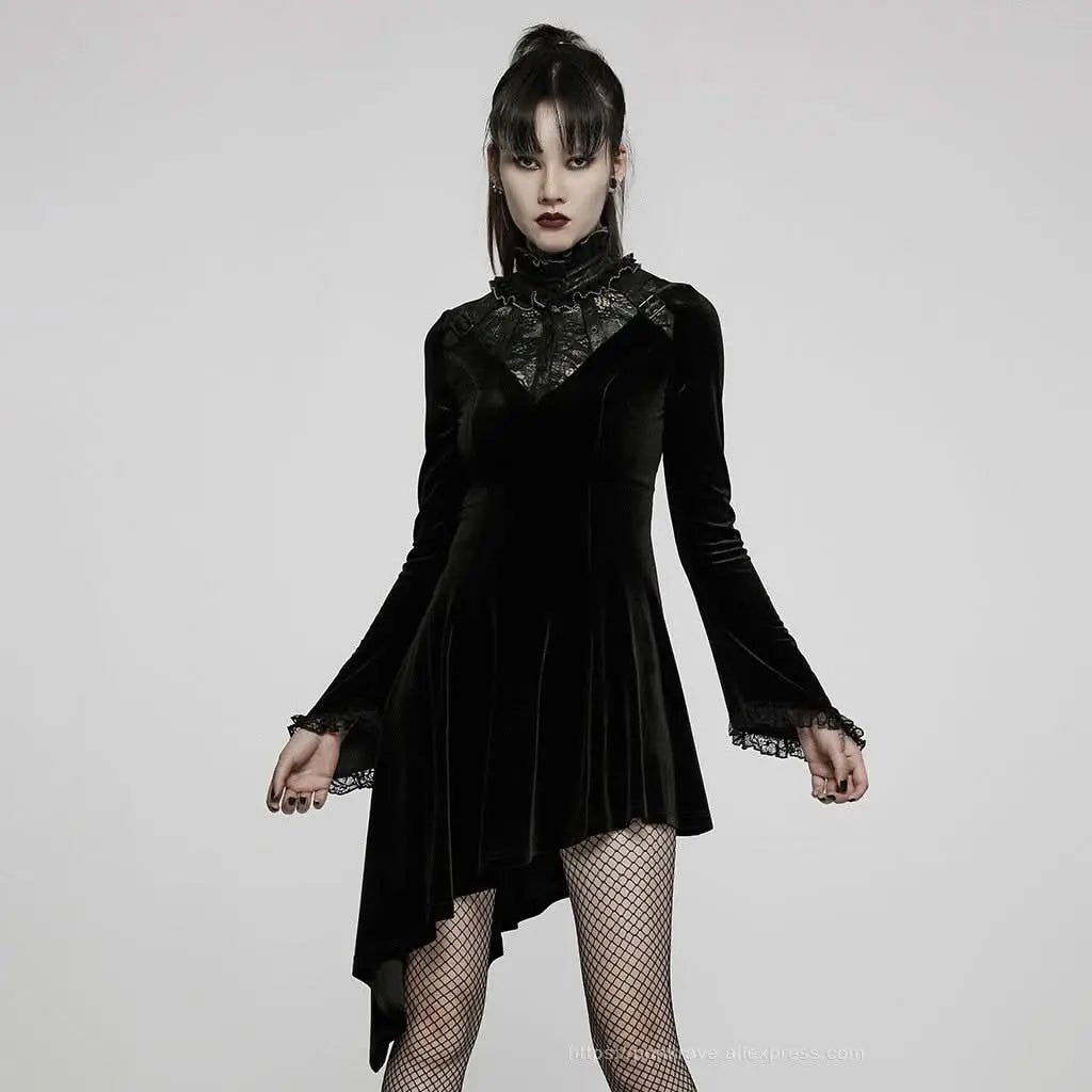 Owl Creek Velvet Dress - Black - PunkRave