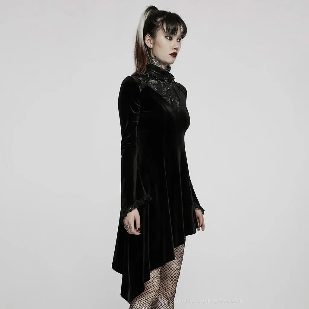 Owl Creek Velvet Dress - Black - PunkRave