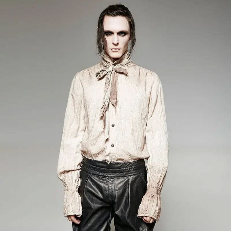 gothic white dress shirt men Men's Gothic Dress Shirt Steampunk Outfit