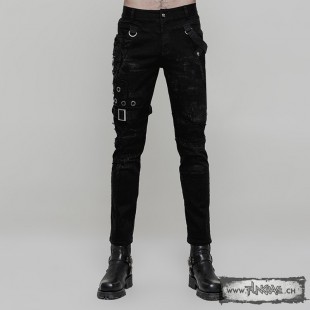 Black Punk Trousers 205788 Punk Metal Gothik Rock Hose Stoffhose KuroNeko 