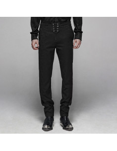 Punk Rave Black Gothic Pantaloni da uomo in cotone con due tasche e manette