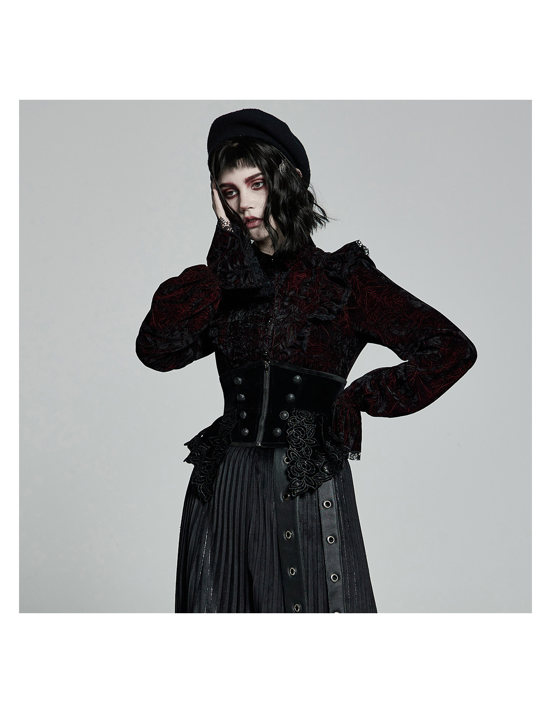 Women's Gothic Lace-up Floral Printed Underbust Corset – Punk Design