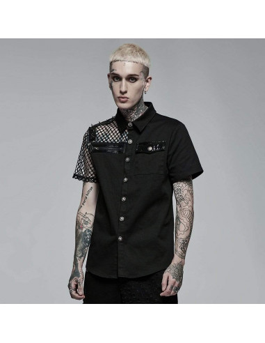 Freezing Moon Button-up Shirt With Mesh Panels