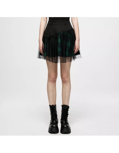 Setsuna Plaid Skirt (Black Green)