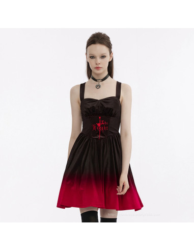 The Knight Gradient Dress - Black Red