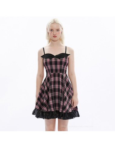Waning Slip Dress - Black Pink