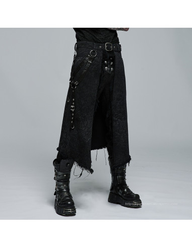 Orpheus Distressed Kilt With Leather Straps