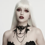Moonset Women's Gothic Bat Lace Choker Necklace in Black