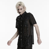 Ember Séance Men's Gothic Shirt with Mesh in Black