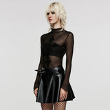 Gallows Gothic Sheer Mesh Velvet Cross Printed Top