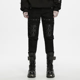 Dusky Men's Punk Decadent Techwear Pants in Black