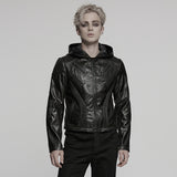 Brackish Punk Faux Leather Hooded Coat Men's