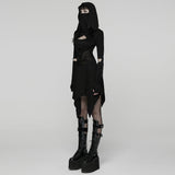 Chthonia Women's Gothic Hooded Cut-Out Dress in Black