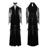 Antiphates Gothic Velvet Mesh Black Dress