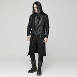 Alcyone Gothic Distressed Faux Leather Studded Hooded Coat Men's