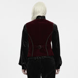 Silentium Men's Gothic Brocade Pattern Waistcoat in Red & Black