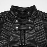 Absinthe Women's Punk Faux Leather Cropped Jacket with Harness in Black