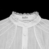 Ligeia Women's Gothic Blouse with Ruffled Collar in White