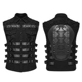 Thanathos Punk Distressed Fishnet Buckle Vest Men's