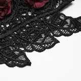 Limmeridge Women's Gothic Lace Hip Chain Harness with Roses in Black & Red