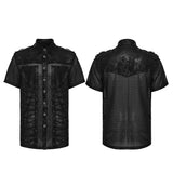 Ember Séance Men's Gothic Shirt with Mesh in Black
