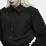 Hospitaller Men's Gothic Shirt with Lace Detail in Black