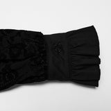 Columbarium Women's Gothic Flocked Lace Shirt in Black