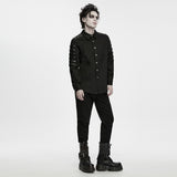 Bruges Men's Gothic Shirt with Studded Shoulders in Black