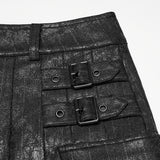 Arges Gothic Buckle Waxed Denim Kilt
