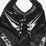Augury Women's Gothic Patent Top with Mesh in Black