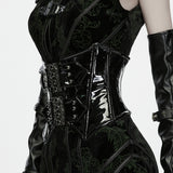 Whitby Jet Women's Gothic Patent Leather Skull Underbust Corset in Black