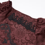 Balor Men's Gothic Jacquard Ruffle Shirt in Red
