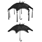 Gloam Women's Gothic Umbrella with Ruffles in Black