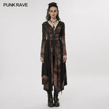 Carcosa Women's Punk Hooded Distressed Knit Coat in Black & Coffee