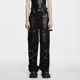 Morrigan Gothic Faux Leather Details Baggy Wide Leg Trousers