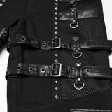 Igitur Men's Punk Buckle Strap Trousers in Black