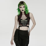 Bitter Root Women's Faux Leather Top with Lacing Detail in Black and Red