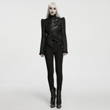 Belladonna Women's Gothic Coat with Metal Buckles in Black