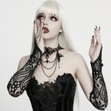 Glyph Women's Gothic Gloves with Beaded Lace in Black