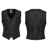Moreau Men's Gothic Brocade Waistcoat Vest in Black