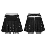 Ossuary Punk Studded Pleated Mini Skirt