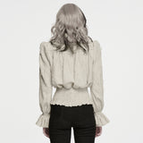 Vesper Women's Gothic Blouse with Lace-Up Front in White
