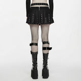 Ossuary Punk Studded Pleated Mini Skirt